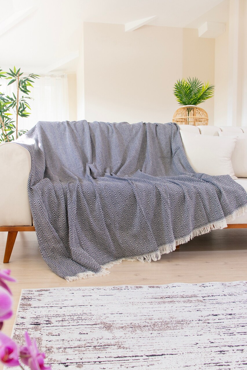 Cuvertura de pat, L'essentiel Maison, Woven Cozy, Negru - imagine 3